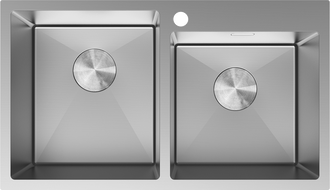 Mexen Xorin roostevabast terasest 2-kambriline valamu 780 x 450 mm, inox - 6441782000-01