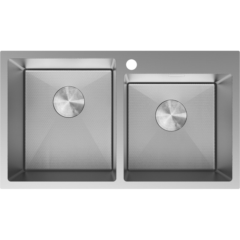 Mexen Xorin évier en acier à 2 bacs 780 x 450 mm, inox HC - 6441782000-01HC
