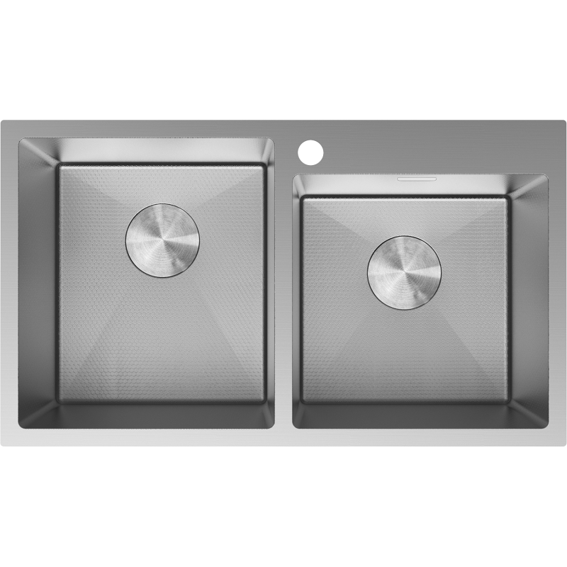 Mexen Xorin fregadero de acero inoxidable de 2 compartimentos 780 x 450 mm, inox HC -6441782000-01HC