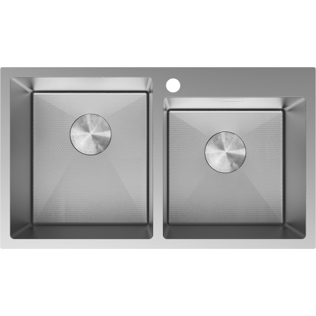 Mexen Xorin fregadero de acero inoxidable de 2 compartimentos 780 x 450 mm, inox HC -6441782000-01HC