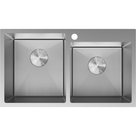 Mexen Xorin lavello in acciaio a 2 vasche 780 x 450 mm, inox HC -6441782000-01HC