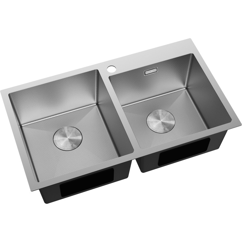 Mexen Xorin roostevabast terasest 2-kambriline valamu 780 x 450 mm, inox HC - 6441782000-01HC