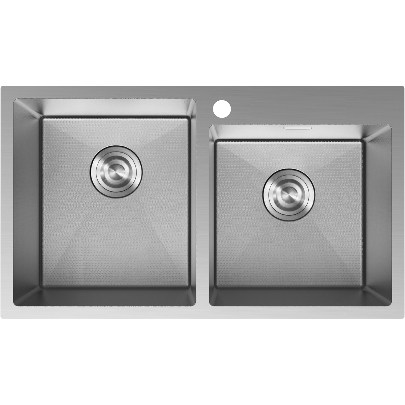 Mexen Xorin zlewozmywak stalowy 2-komorowy 780 x 450 mm, inox HC -6441782000-01HC