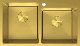 Mexen Xorin stalen gootsteen met 2 kommen 780 x 450 mm, goud - 6441782000-55