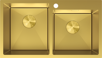 Mexen Xorin stalen spoelbak 2-kamer 780 x 450 mm, goud - 6441782000-55