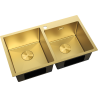 Mexen Xorin fregadero de acero de 2 senos 780 x 450 mm, dorado - 6441782000-55