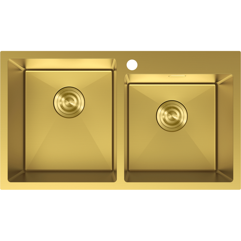 Mexen Xorin teräksinen 2-huonelinen 780 x 450 mm pesuallas, kultainen - 6441782000-55