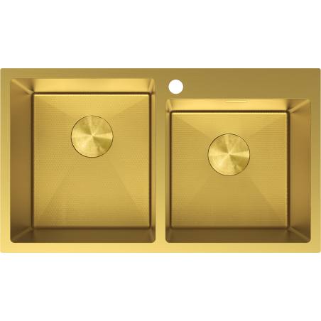 Mexen Xorin stainless steel sink 2-chamber 780 x 450 mm, gold HC - 6441782000-55HC
