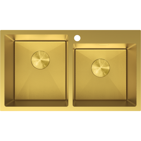 Mexen Xorin stalen gootsteen met 2 kommen 780 x 450 mm, gouden HC - 6441782000-55HC