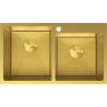 Mexen Xorin fregadero de acero de 2 compartimentos 780 x 450 mm, dorado HC - 6441782000-55HC
