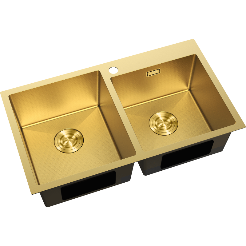 Mexen Xorin stainless steel sink 2-chamber 780 x 450 mm, gold HC - 6441782000-55HC