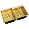 Mexen Xorin stalen gootsteen met 2 kommen 780 x 450 mm, gouden HC - 6441782000-55HC