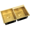 Mexen Xorin stalen gootsteen met 2 kommen 780 x 450 mm, gouden HC - 6441782000-55HC