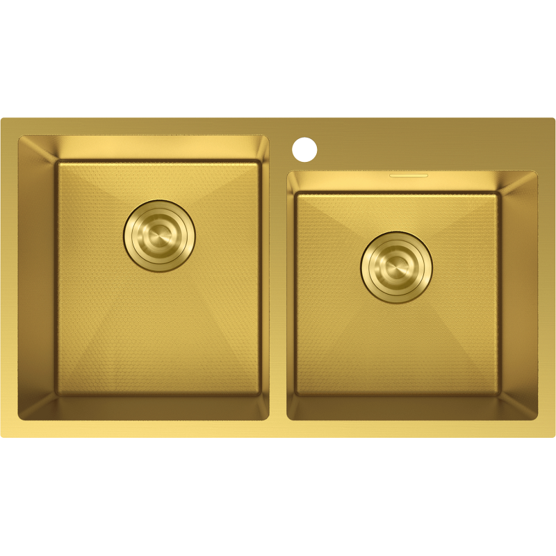 Mexen Xorin stainless steel sink 2-chamber 780 x 450 mm, gold HC - 6441782000-55HC