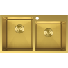 Mexen Xorin stalen gootsteen met 2 kommen 780 x 450 mm, gouden HC - 6441782000-55HC
