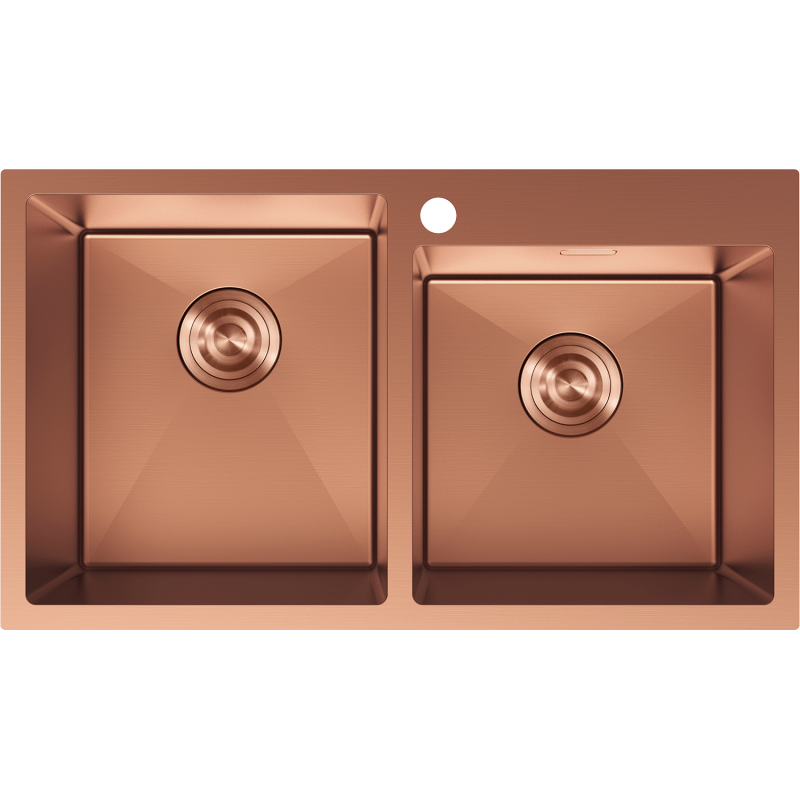 Mexen Xorin fregadero de acero de 2 compartimentos 780 x 450 mm, cobre - 6441782000-65