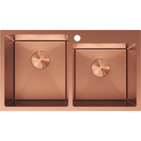 Mexen Xorin roestvrijstalen gootsteen met 2 kamers 780 x 450 mm, koper - 6441782000-65