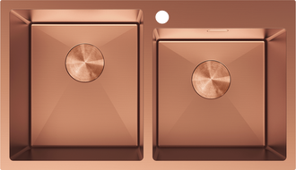 Mexen Xorin Stainless Steel Sink 2-Bowl 780 x 450 mm, Copper - 6441782000-65