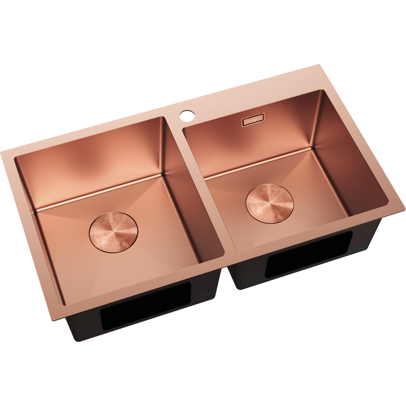 Mexen Xorin évier en acier inoxydable 2 bacs 780 x 450 mm, cuivre - 6441782000-65