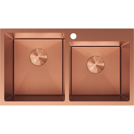 Mexen Xorin Doppelkammer-Edelstahlspüle 780 x 450 mm, Kupfer HC - 6441782000-65HC