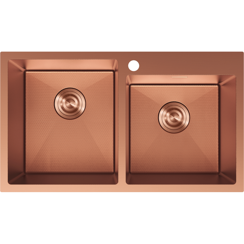 Mexen Xorin évier en acier inoxydable 2 cuves 780 x 450 mm, cuivre HC - 6441782000-65HC