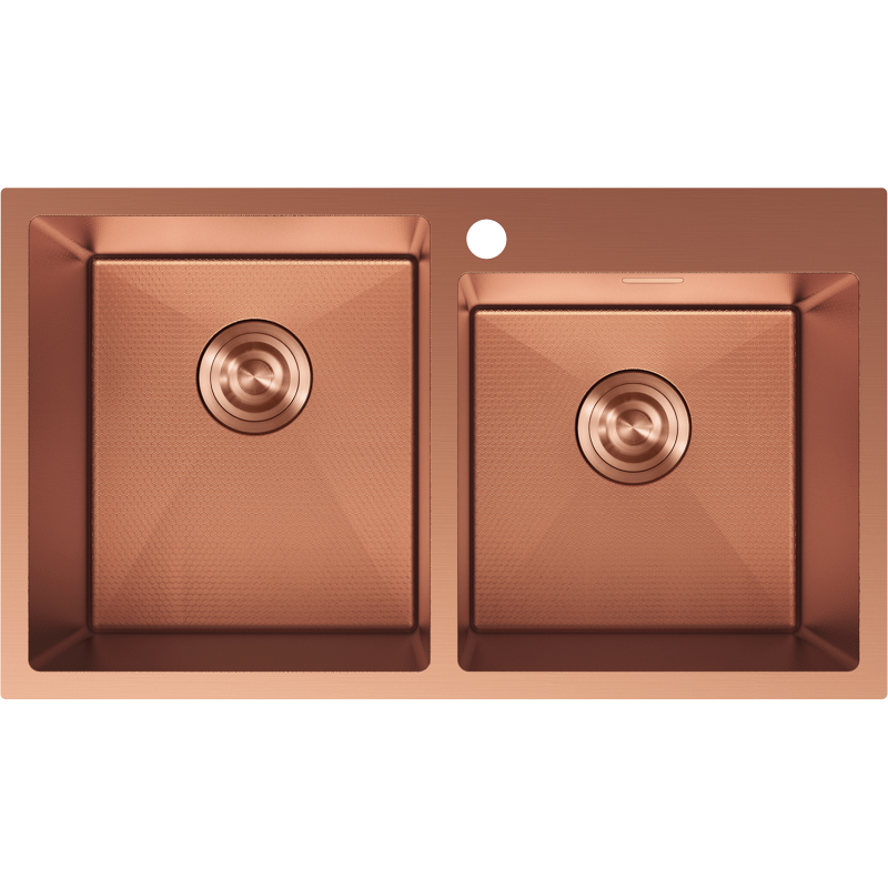 Mexen Xorin fregadero de acero inoxidable de 2 compartimentos 780 x 450 mm, cobre HC - 6441782000-65HC