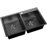 Mexen Xorin évier en acier 2 bacs 780 x 450 mm, noir - 6441782000-70
