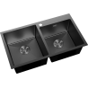 Mexen Xorin lavello in acciaio 2 vasche 780 x 450 mm, nero - 6441782000-70