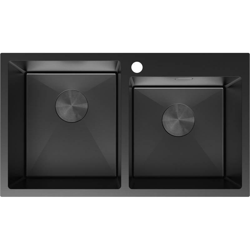 Mexen Xorin évier en acier 2 bacs 780 x 450 mm, noir - 6441782000-70