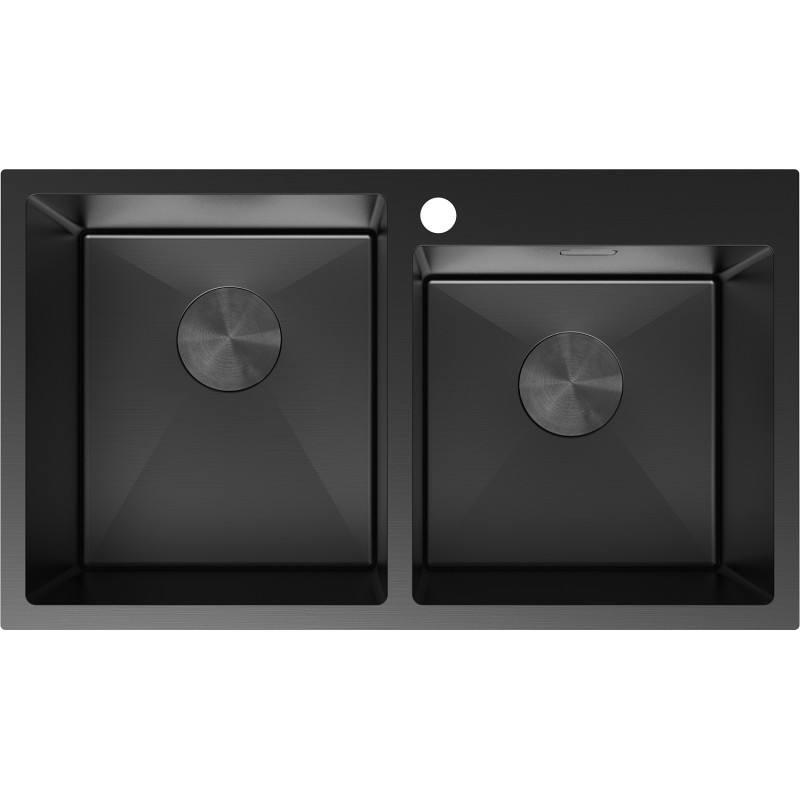 Mexen Xorin roostevabast terasest 2-kambriline kraanikauss 780 x 450 mm, must - 6441782000-70