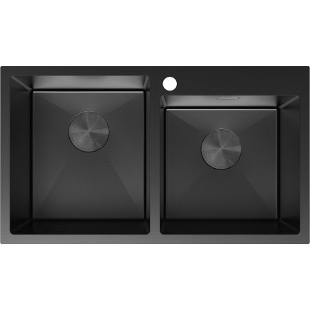 Mexen Xorin fregadero de acero inoxidable de 2 cubetas 780 x 450 mm, negro - 6441782000-70