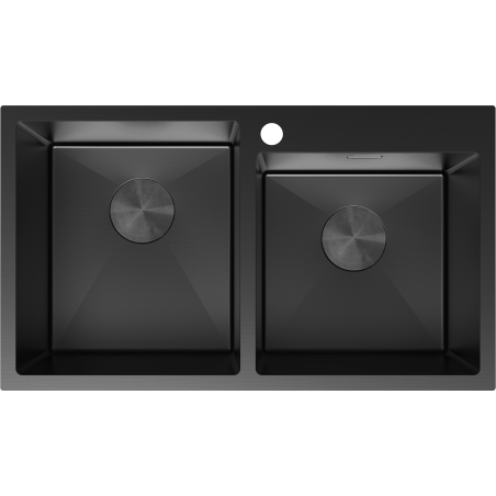 Mexen Xorin roostevabast terasest 2-kambriline kraanikauss 780 x 450 mm, must - 6441782000-70