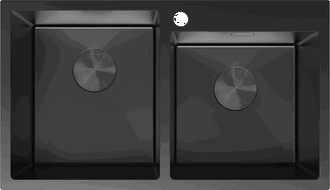 Mexen Xorin évier en acier 2 bacs 780 x 450 mm, noir - 6441782000-70