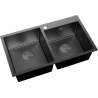 Mexen Xorin évier en acier 2 bacs 780 x 450 mm, noir - 6441782000-70
