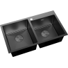 Mexen Xorin fregadero de acero inoxidable de 2 cubetas 780 x 450 mm, negro - 6441782000-70