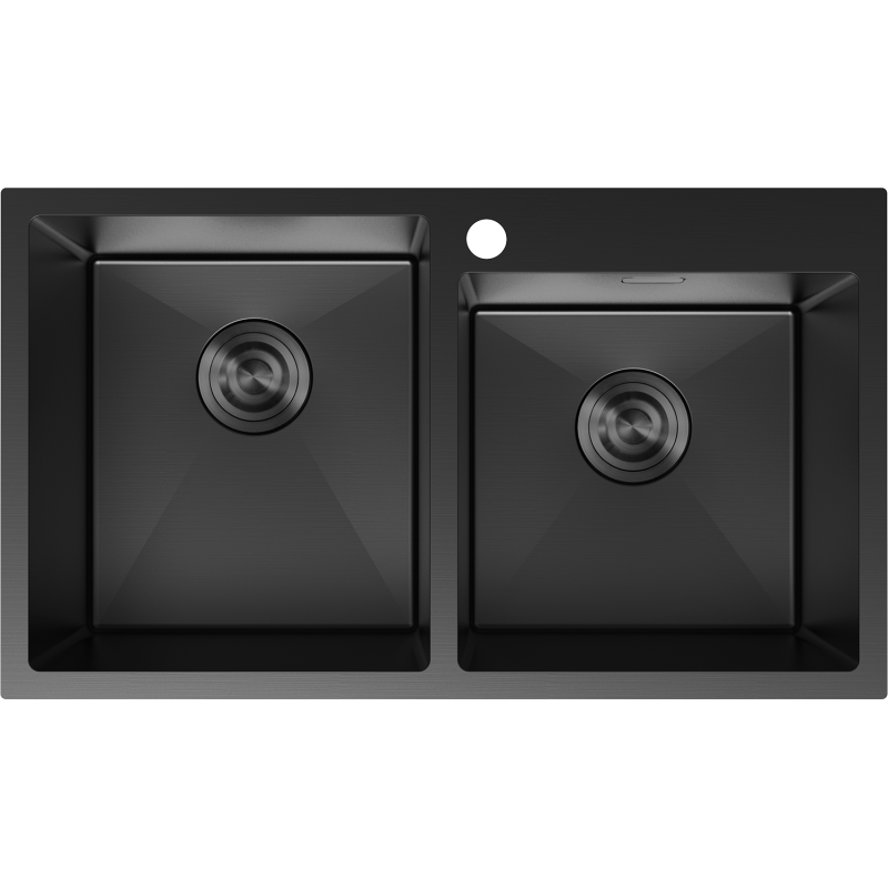 Mexen Xorin zlewozmywak stalowy 2-komorowy 780 x 450 mm, czarny - 6441782000-70