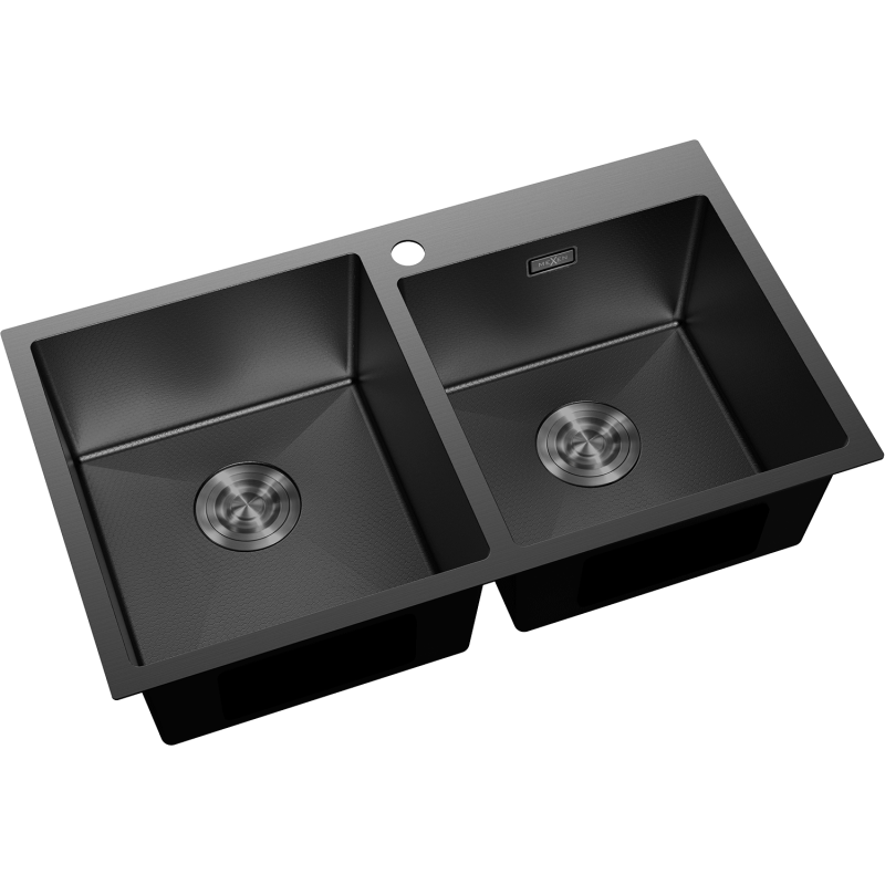 Mexen Xorin Steel Sink 2-Chamber 780 x 450 mm, Black HC - 6441782000-70HC