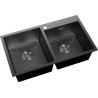 Mexen Xorin stainless steel sink, 2-bowl, 780 x 450 mm, black HC - 6441782000-70HC