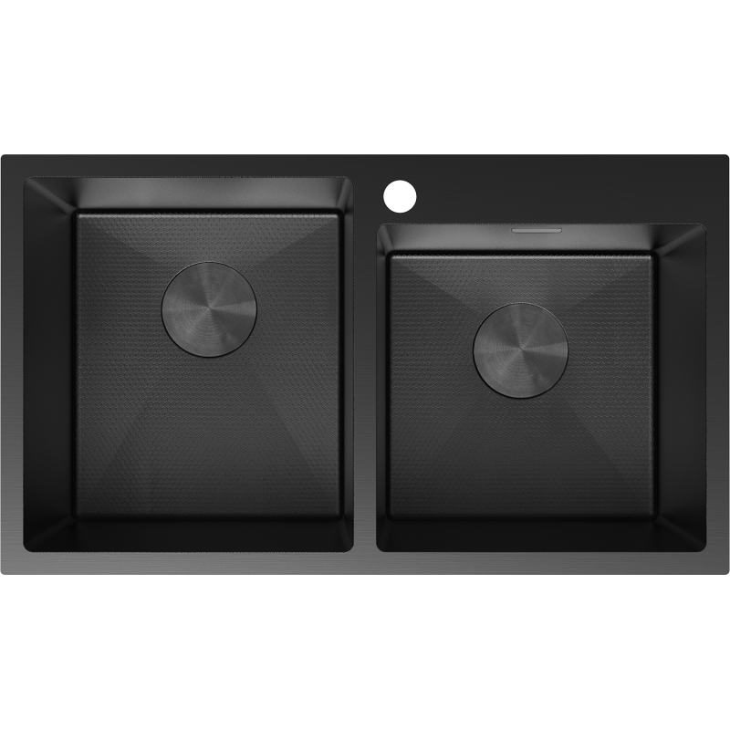 Mexen Xorin Spülbecken Stahl 2-Kammer 780 x 450 mm, schwarz HC - 6441782000-70HC