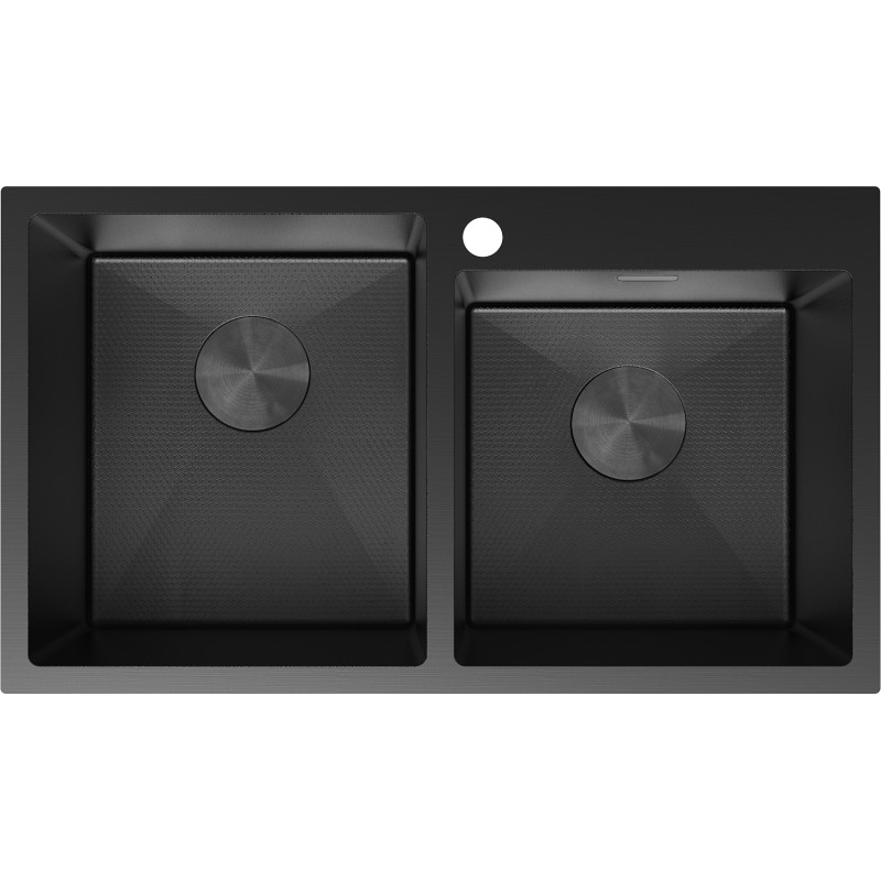 Mexen Xorin terasest 2-kambriline köögivalamu 780 x 450 mm, must HC - 6441782000-70HC