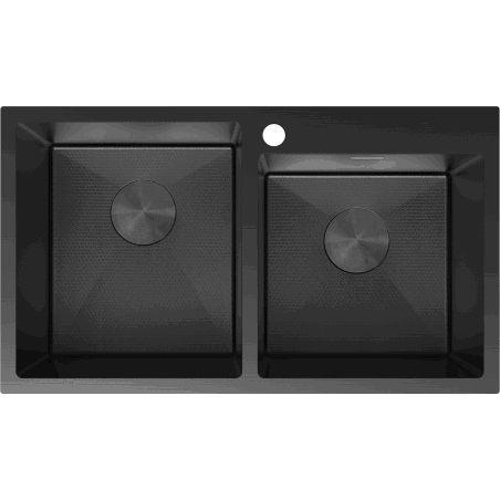 Mexen Xorin Spülbecken Stahl 2-Kammer 780 x 450 mm, schwarz HC - 6441782000-70HC