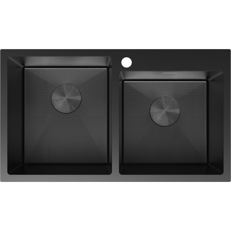 Mexen Xorin stalen gootsteen 2-kamer 780 x 450 mm, zwart HC - 6441782000-70HC
