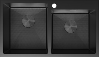 Mexen Xorin lavatório em aço inoxidável de 2 cubas 780 x 450 mm, preto HC - 6441782000-70HC