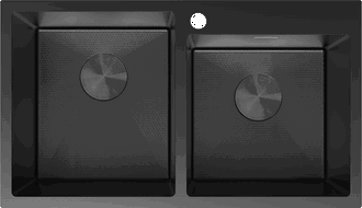 Mexen Xorin tērauda izlietne, 2 nodalījumi, 780 x 450 mm, melna HC - 6441782000-70HC