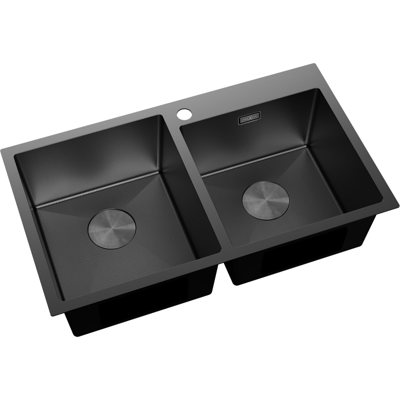 Mexen Xorin Steel Sink 2-Chamber 780 x 450 mm, Black HC - 6441782000-70HC