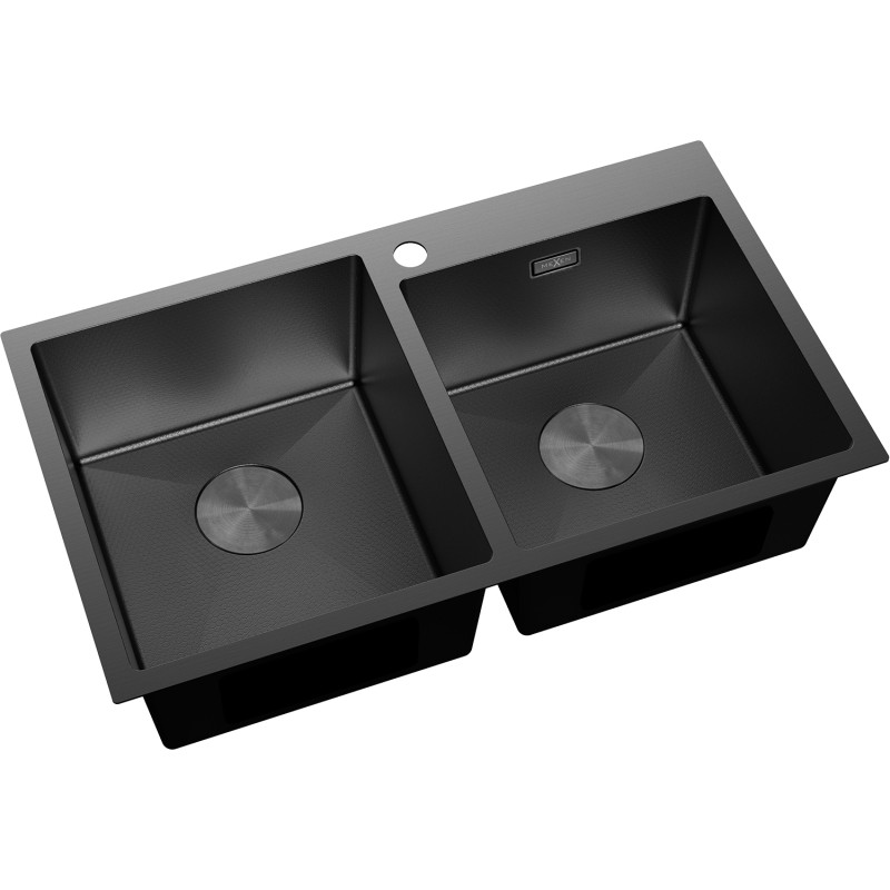 Mexen Xorin terasest 2-kambriline köögivalamu 780 x 450 mm, must HC - 6441782000-70HC