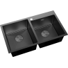 Mexen Xorin Spülbecken Stahl 2-Kammer 780 x 450 mm, schwarz HC - 6441782000-70HC