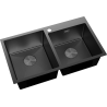 Mexen Xorin Steel Sink 2-Chamber 780 x 450 mm, Black HC - 6441782000-70HC