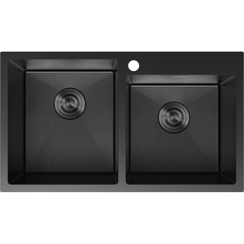 Mexen Xorin terasest 2-kambriline köögivalamu 780 x 450 mm, must HC - 6441782000-70HC