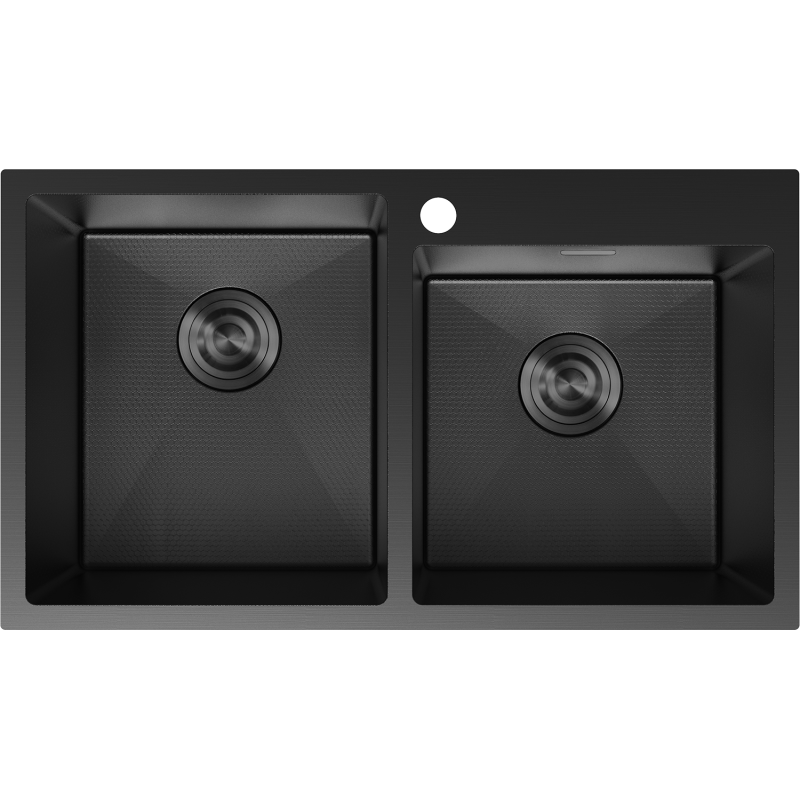 Mexen Xorin zlewozmywak stalowy 2-komorowy 780 x 450 mm, czarny HC - 6441782000-70HC